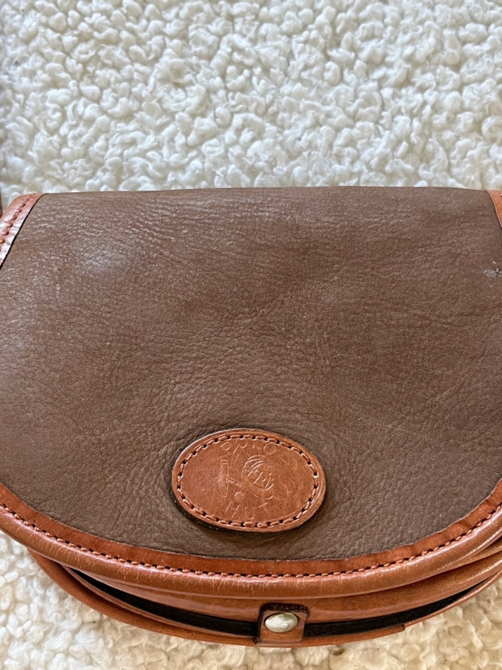 Ralph Lauren Brown and Tan Leather Crossbody Saddle Bag - Picture 2 of 5